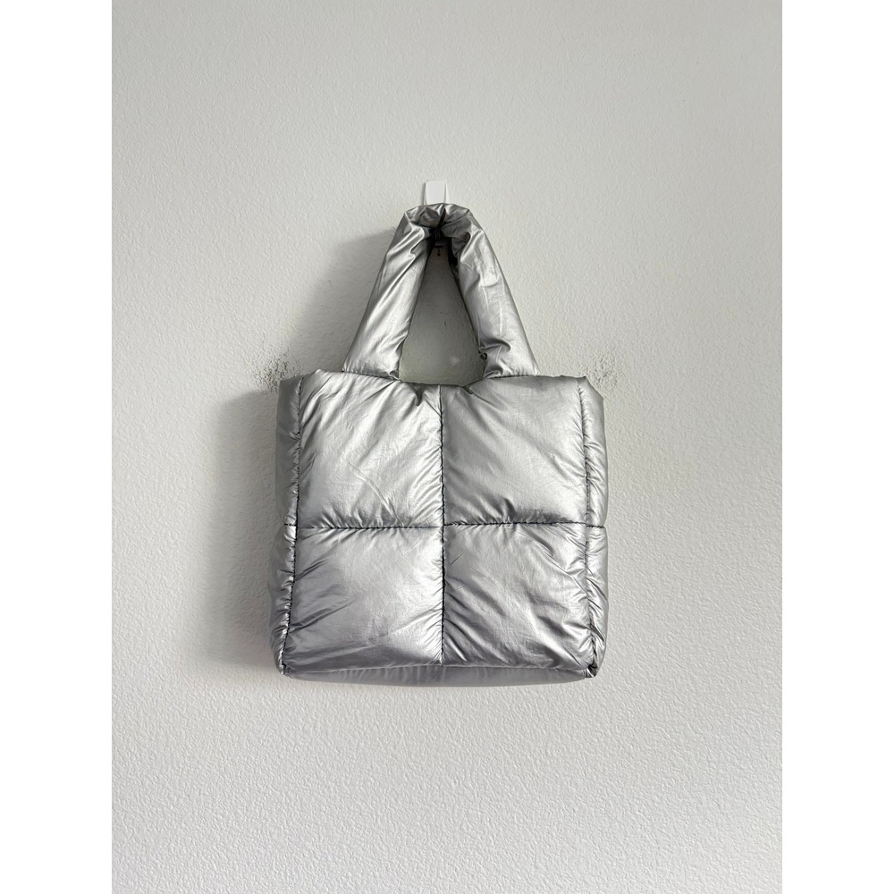 Urban Outfitters Silver Metallic Puffer‎ Tote Bag Y2K Cyber Streetwear Quilted